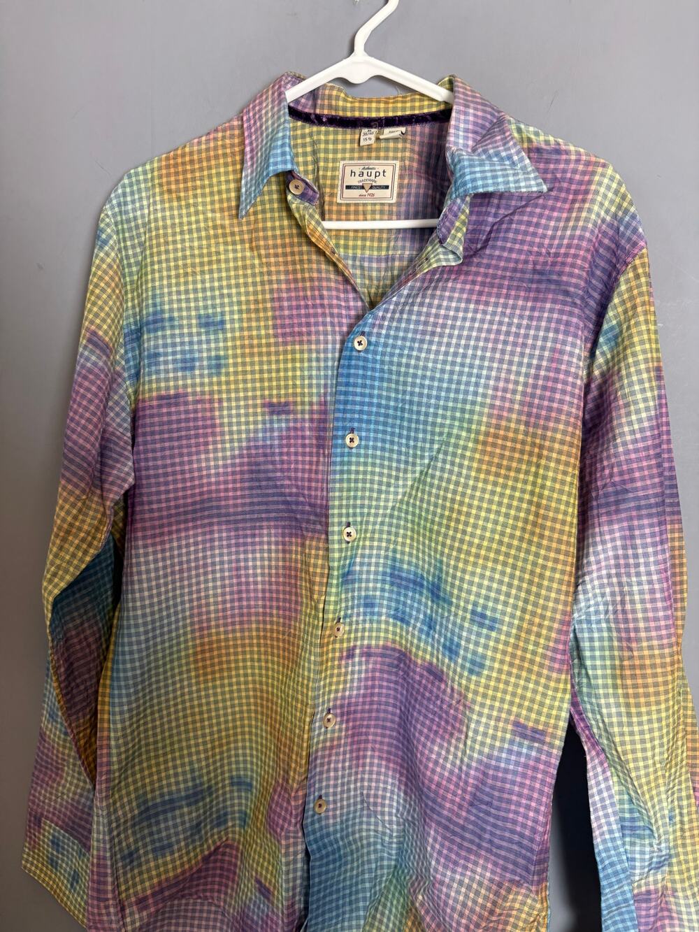 HAUPT Multicolor Plaid Button Front Shirt Mens 15 1/2